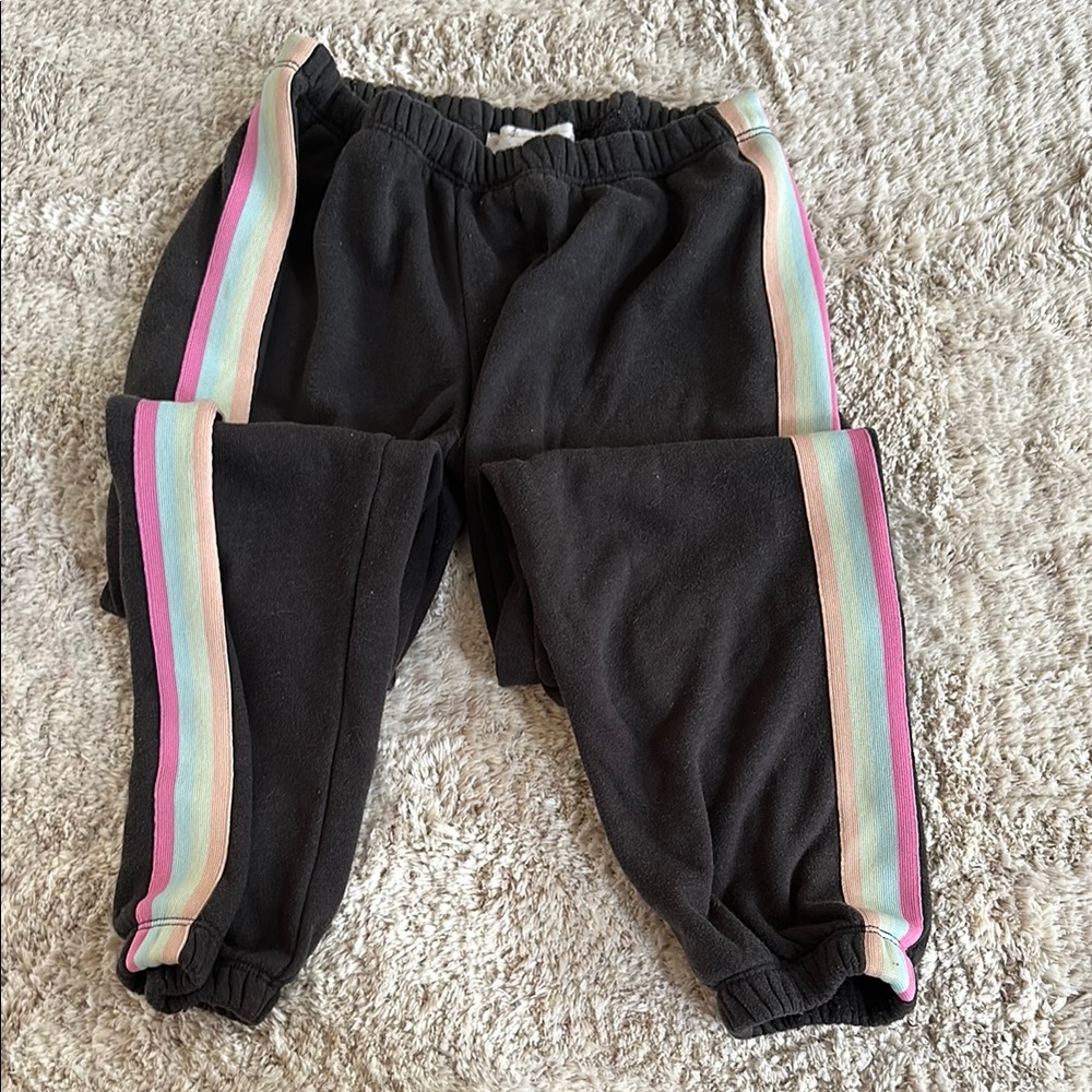 Spiritual Gangster Black Joggers with Rainbow Stripes
